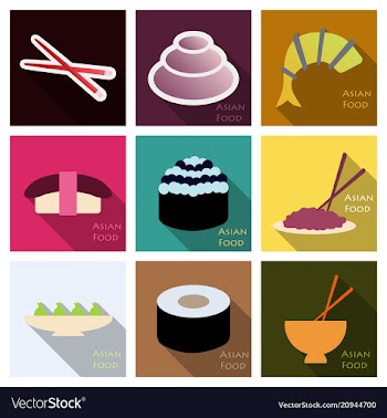 Asian food background asian food poster asian vector image