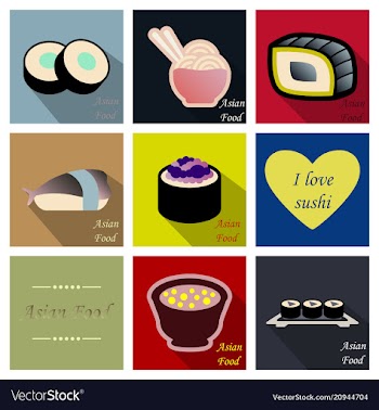 Asian food background asian food poster asian vector image