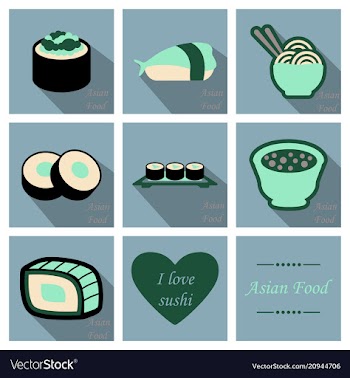 Asian food background asian food poster asian vector image