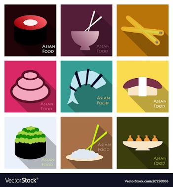 Asian food background asian food poster asian vector image