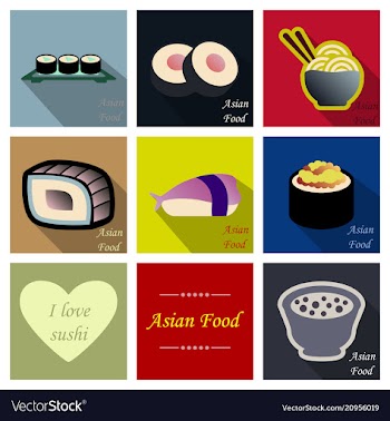 Asian food background asian food poster asian vector image