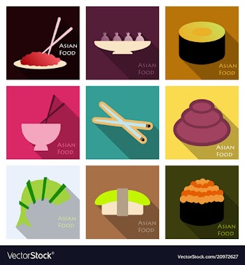Asian food background asian food poster asian vector image