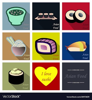 Asian food background asian food poster asian vector image