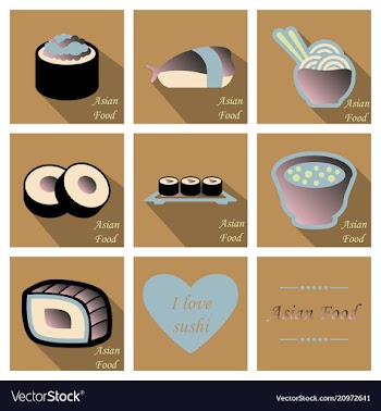Asian food background asian food poster asian vector image