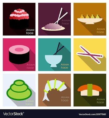 Asian food background asian food poster asian vector image