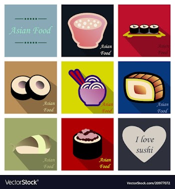 Asian food background asian food poster asian vector image