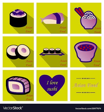 Asian food background asian food poster asian vector image