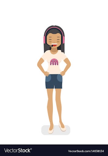 Asian gamer girl in flat style vector image