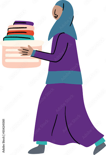 Asian Hijab Woman Do Laundry