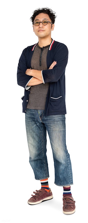 Asian man with arms crossed full body | Free stock psd mockup - 4806