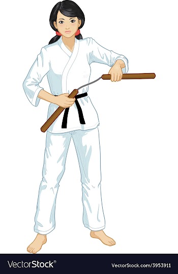 Asian Nunchuck girl in karategi vector image