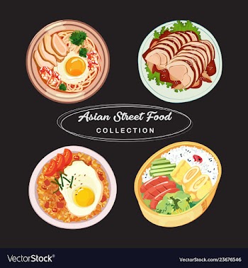 Asian street food collection vector image
