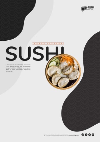 Asian sushi restaurant flyer template Free Psd