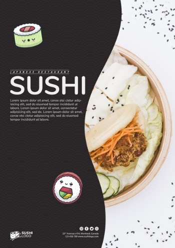 Asian sushi restaurant flyer template Free Psd