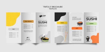 Asian sushi restaurant trifold brochure Free Psd
