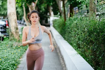 Asian woman running