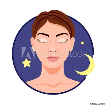 Asleep woman at night
