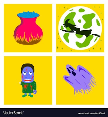 Assembly flat bat full moon witch zombie men ghost vector image