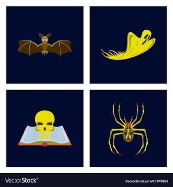 Assembly flat bat ghost book skull vector image