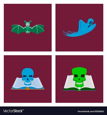 Assembly flat bat ghost book skull vector image