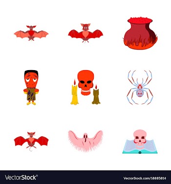 Assembly flat book skull ghost bat spider zombie vector image