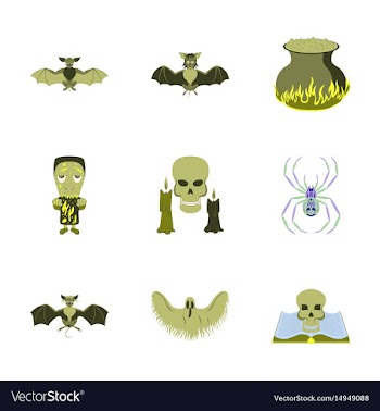 Assembly flat book skull ghost bat vector image
