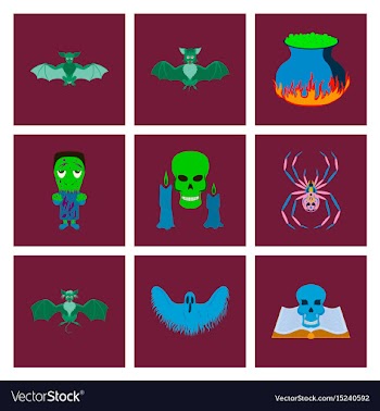 Assembly flat book skull ghost bat vector image