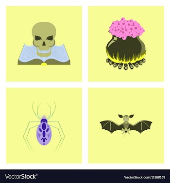 Assembly flat book skull potion vector image