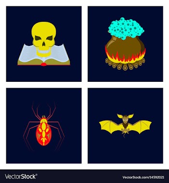 Assembly flat book skull potion vector image