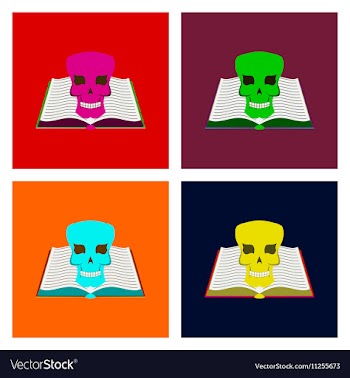 Assembly flat book skull vector image