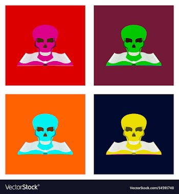 Assembly flat book skull vector image