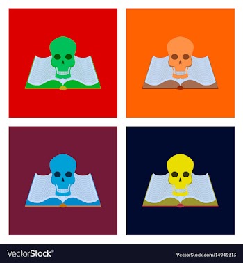Assembly flat book skull vector image