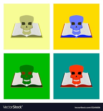 Assembly flat book skull vector image