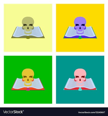Assembly flat book skull vector image