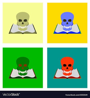 Assembly flat book skull vector image