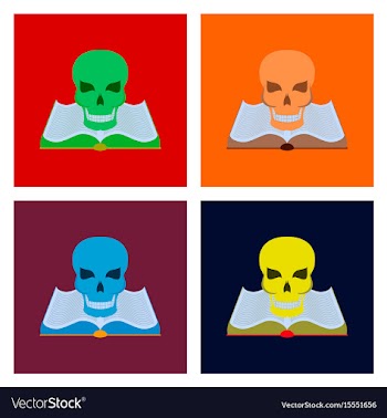 Assembly flat book skull vector image