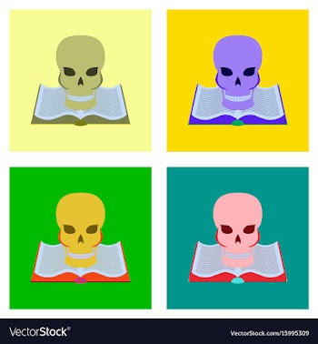 Assembly flat book skull vector image