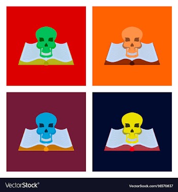 Assembly flat book skull vector image