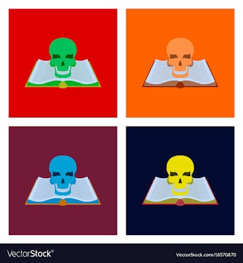 Assembly flat book skull vector image