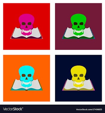 Assembly flat book skull vector image