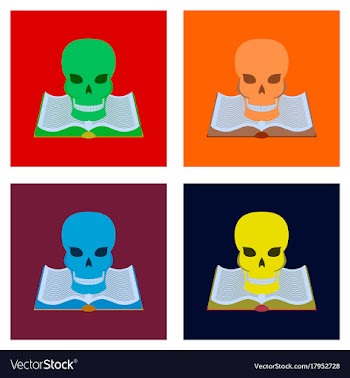 Assembly flat book skull vector image