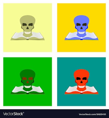 Assembly flat book skull vector image