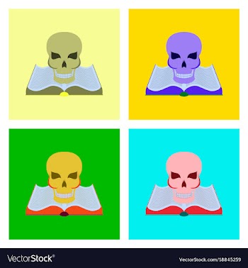 Assembly flat book skull vector image