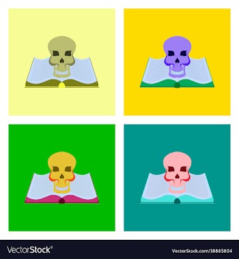 Assembly flat book skull vector image