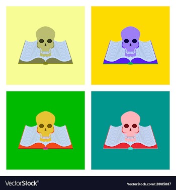 Assembly flat book skull vector image