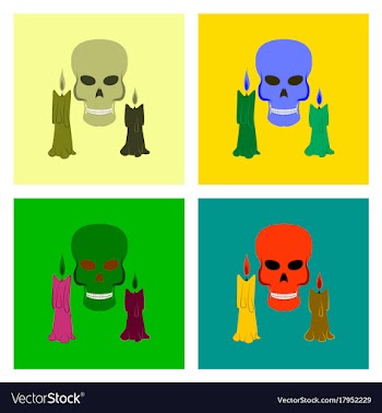 Assembly flat candle skull vector image