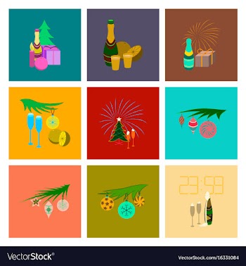 Assembly flat celebration christmas tree champagne vector image