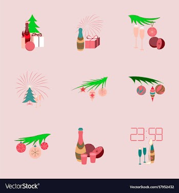 Assembly flat celebration christmas tree champagne vector image