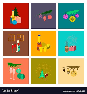 Assembly flat celebration christmas tree champagne vector image