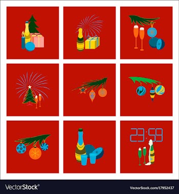 Assembly flat celebration christmas tree champagne vector image